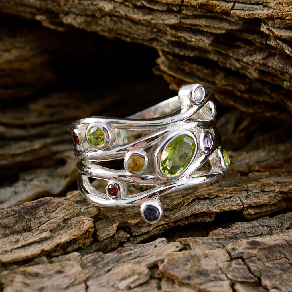 Amethyst multiple Indian Sterling Silver Purple Gemstones Mid weight Romantic Ring Jewellery