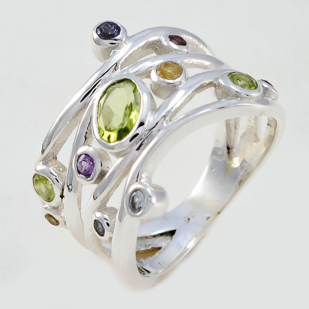 Amethyst multiple Indian Sterling Silver Purple Gemstones Mid weight Romantic Ring Jewellery