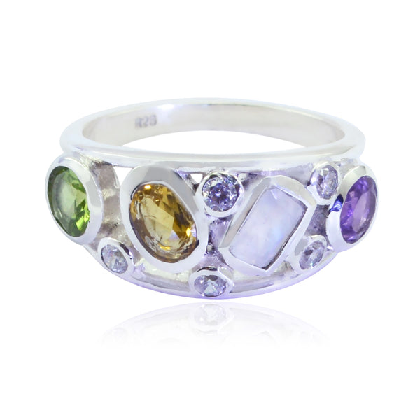 Multi Stone Viertel Russisches 925 Silber mehrfarbige Edelsteine Klassischer glamouröser Ringschmuck