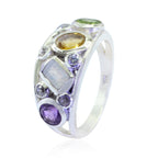 Multi Stone quarter Russian 925 Silver multicolor Gems Classic Glamorous Ring Jewellery