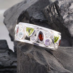 Multi Stone multiple French 925 Silver multicolor Gemstone Versatile Eternity Band Jewellery