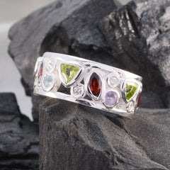 Multi Stone multiple French 925 Silver multicolor Gemstone Versatile Eternity Band Jewellery