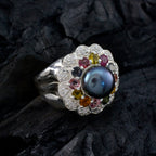 Multi Stone Halo French 925 Sterling Silver multicolor Gems Statement Cocktail Ring Jewellery