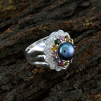 Multi Stone Halo French 925 Sterling Silver multicolor Gems Statement Cocktail Ring Jewellery