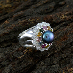 Multi Stone Halo French 925 Sterling Silver multicolor Gems Statement Cocktail Ring Jewellery