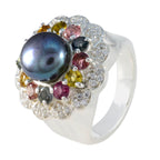 Multi Stone Halo French 925 Sterling Silver multicolor Gems Statement Cocktail Ring Jewellery