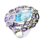 Multi Stone multiple Russian Sterling Silver multicolor Gemstone Essential  Cocktail Ring Jewellery