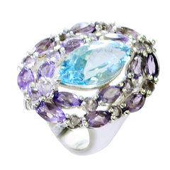 Multi Stone multiple Russian Sterling Silver multicolor Gemstone Essential  Cocktail Ring Jewellery