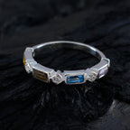 Multi Stone quarter Turkish Sterling Silver multicolor Gemstone Dainty Trendy Band Jewellery