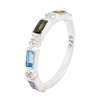 Multi Stone quarter Turkish Sterling Silver multicolor Gemstone Dainty Trendy Band Jewellery