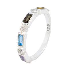 Multi Stone quarter Turkish Sterling Silver multicolor Gemstone Dainty Trendy Band Jewellery