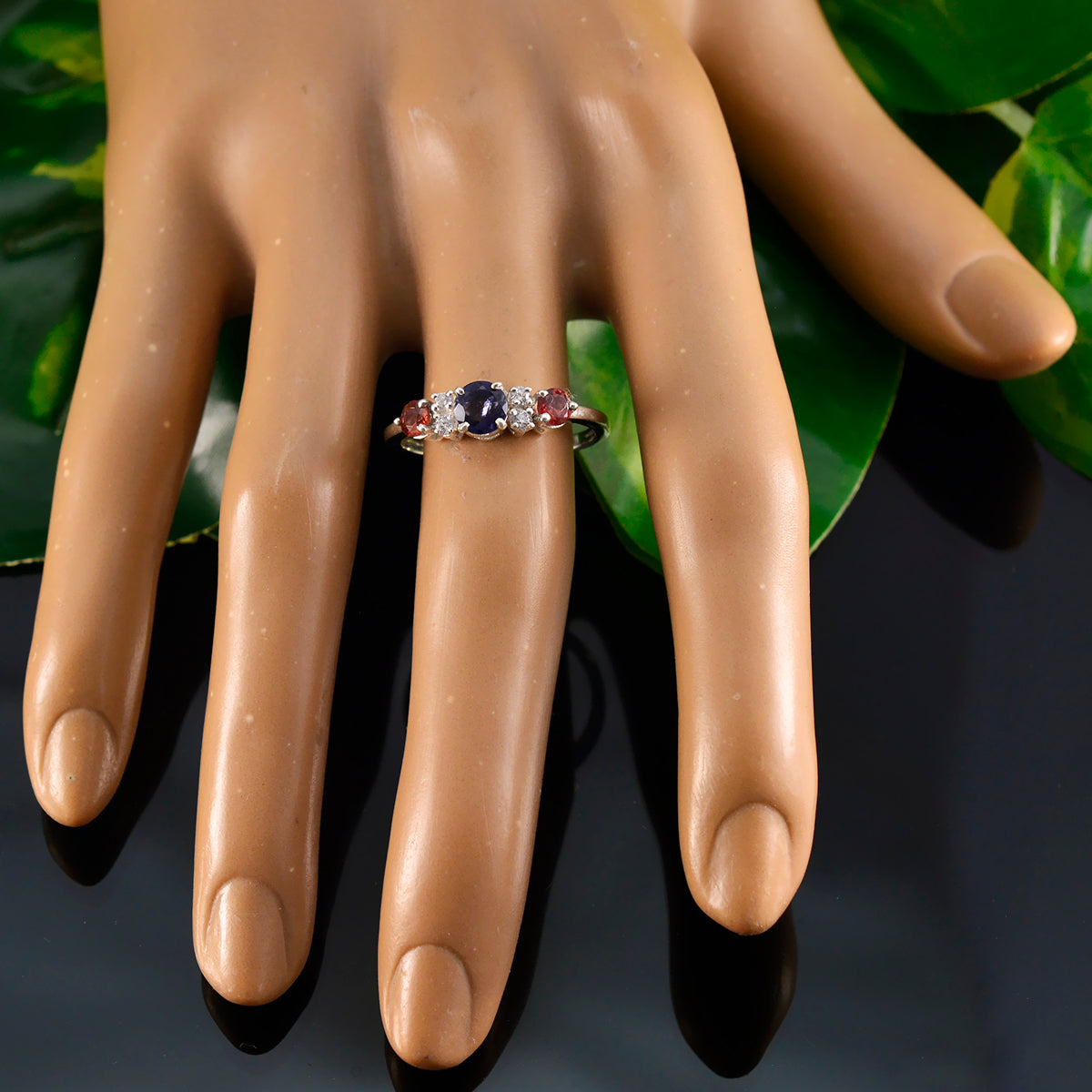 Multi Stone Trilogy Turkish 925 Sterling Silver multicolor Gemstone Delicate Contemporary Ring Jewellery