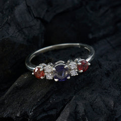 Multi Stone Trilogy Turkish 925 Sterling Silver multicolor Gemstone Delicate Contemporary Ring Jewellery