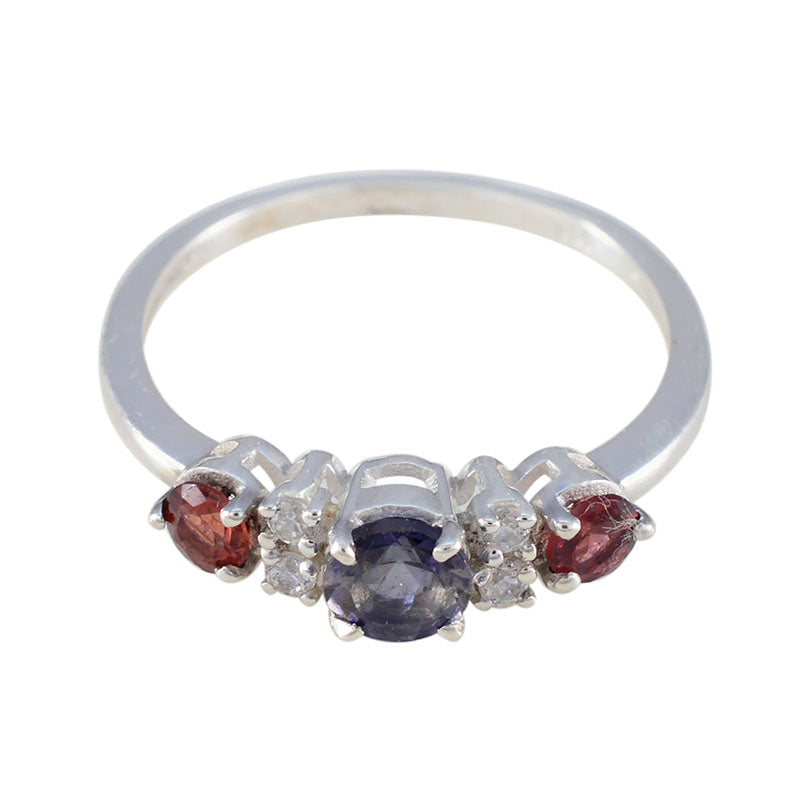 Multi Stone Trilogy Turkish 925 Sterling Silver multicolor Gemstone Delicate Contemporary Ring Jewellery Image principale du produit