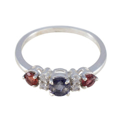 Multi Stone Trilogy Turkish 925 Sterling Silver multicolor Gemstone Delicate Contemporary Ring Jewellery