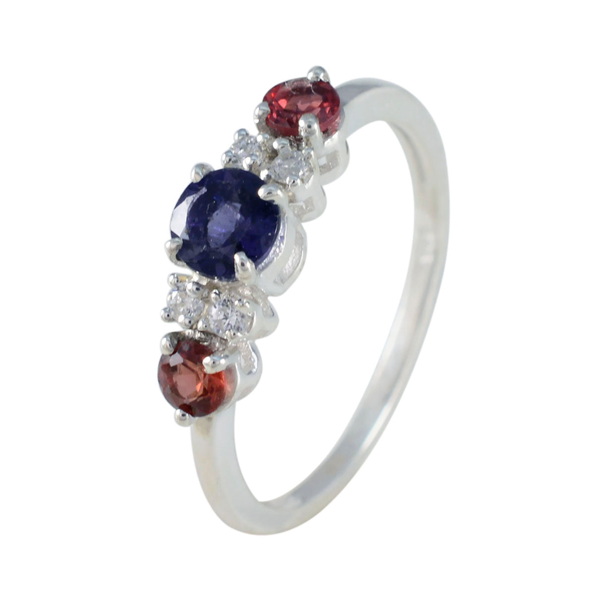 Multi Stone Trilogy Turkish 925 Sterling Silver multicolor Gemstone Delicate Contemporary Ring Jewellery