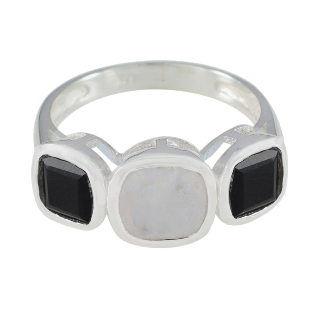 Multi Stone Trilogy German 925 Sterling Silver multicolor Gems Slim Modern Ring Jewellery Huvudsaklig produktbild