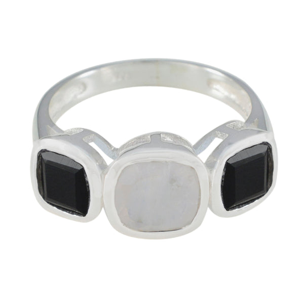 Multi Stone Trilogy German 925 Sterling Silver multicolor Gems Slim Modern Ring Jewellery