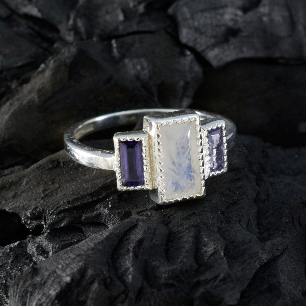 Multi Stone Trilogy German 925 Sterling Silver multicolor Gems Featherlight Boho Ring Jewelry