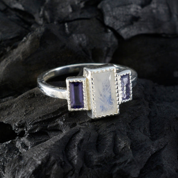 Multi Stone Trilogy German 925 Sterling Silver multicolor Gems Featherlight Boho Ring Jewelry
