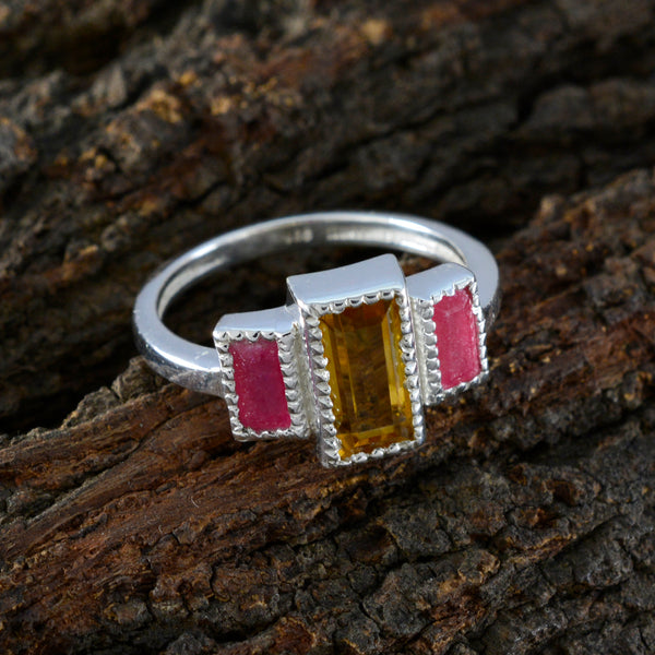 Multi Stone Trilogy German 925 Sterling Silver multicolor Gems Featherlight Boho Ring Jewelry