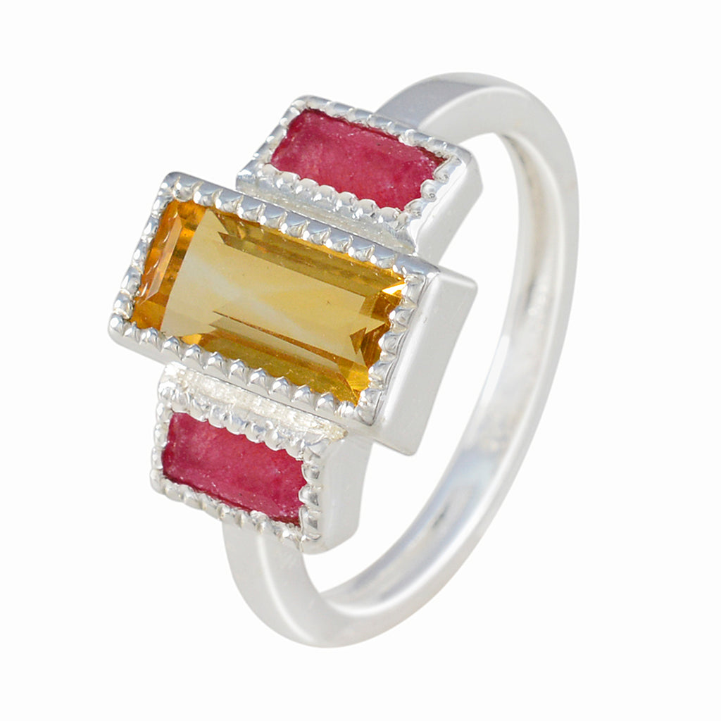 Multi Stone Trilogy German 925 Sterling Silver multicolor Gems Featherlight Boho Ring Jewelry