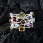 Multi Stone multiple African Silver multicolor Gemstone Eye catching Cocktail Ring Jewellery