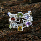 Multi Stone multiple African Silver multicolor Gemstone Eye catching Cocktail Ring Jewellery