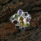 Multi Stone navratna African Sterling Silver multicolor Gemstones Eye catching Cocktail Ring Jewellery