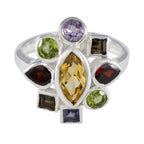 Multi Stone navratna African Sterling Silver multicolor Gemstones Eye catching Cocktail Ring Jewellery