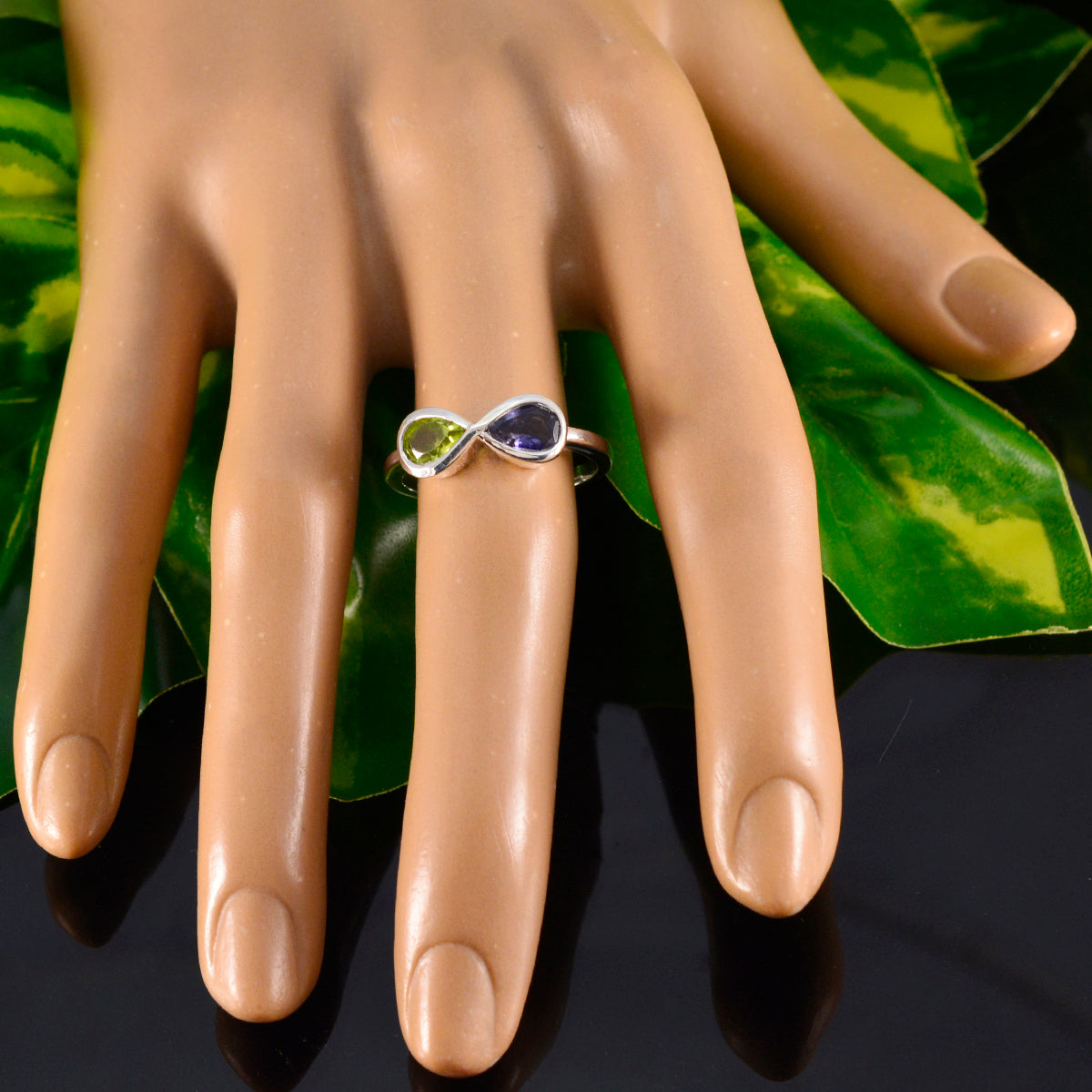 Multi Stone Toi et Moi Korean Silver multicolor Gems Dainty Feminine Ring Jewellery