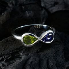 Multi Stone Toi et Moi Korean Silver multicolor Gems Dainty Feminine Ring Jewellery