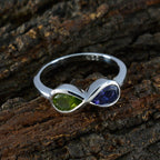 Multi Stone Toi et Moi Korean Silver multicolor Gems Dainty Feminine Ring Jewellery