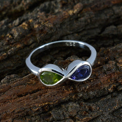Multi Stone Toi et Moi Korean Silver multicolor Gems Dainty Feminine Ring Jewellery