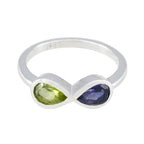 Multi Stone Toi et Moi Korean Silver multicolor Gems Dainty Feminine Ring Jewellery