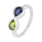 Multi Stone Toi et Moi Korean Silver multicolor Gems Dainty Feminine Ring Jewellery