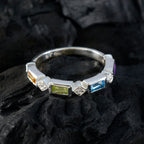 Multi Stone quarter Japanese 925 Sterling Silver multicolor Gemstones Dainty Trendy Band Jewellery