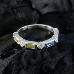 Multi Stone quarter Japanese 925 Sterling Silver multicolor Gemstones Dainty Trendy Band Jewellery