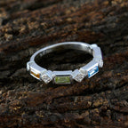 Multi Stone quarter Japanese 925 Sterling Silver multicolor Gemstones Dainty Trendy Band Jewellery