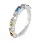 Multi Stone quarter Japanese 925 Sterling Silver multicolor Gemstones Dainty Trendy Band Jewellery