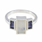 Multi Stone Trilogy Indian Silver multicolor Gemstone Featherlight Artisan Ring Jewellery