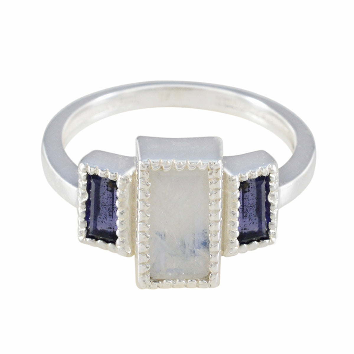 Multi Stone Trilogy Indian Silver multicolor Gemstone Featherlight Artisan Ring Jewellery