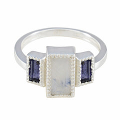 Multi Stone Trilogy Indian Silver multicolor Gemstone Featherlight Artisan Ring Jewellery