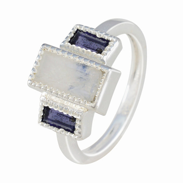 Multi Stone Trilogy Indian Silver multicolor Gemstone Featherlight Artisan Ring Jewellery