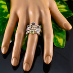 Multi Stone multiple Russian Sterling Silver multicolor Gemstones Eye catching Cocktail Ring Jewelry