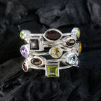 Multi Stone multiple Russian Sterling Silver multicolor Gemstones Eye catching Cocktail Ring Jewelry