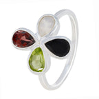 Multi Stone quarter Turkish Sterling Silver multicolor Gemstone Dainty Floral Ring Jewellery