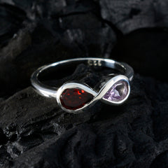 Multi Stone Toi et Moi Japanese Sterling Silver multicolor Gemstone Dainty Graceful Ring Jewelry