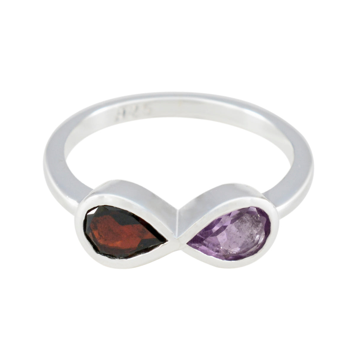 Multi Stone Toi et Moi Japanese Sterling Silver multicolor Gemstone Dainty Graceful Ring Jewelry