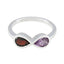 Multi Stone Toi et Moi Japanese Sterling Silver multicolor Gemstone Dainty Graceful Ring Jewelry
